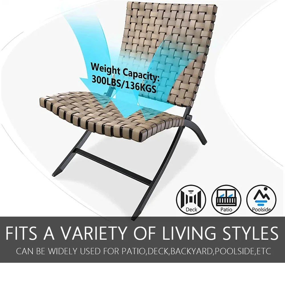 “3-Piece Leather-Texture Wicker Patio Chairs & Foldable Balcony Furniture Set with Side Table – Outdoor Lounge Seating”