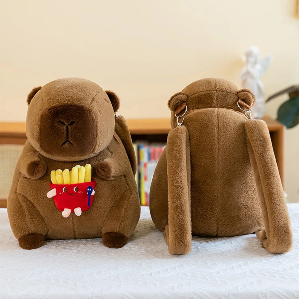 Plush Capybara Mini Backpack – Funny Anime Crossbody Bag for Girls | Soft Plush School Bag Gift for Kids & Children
