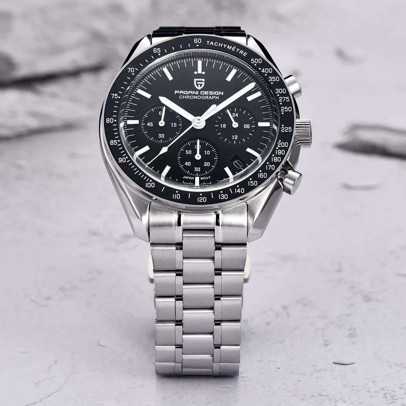 PAGANI DESIGN 2024 Men’s Luxury Quartz Chronograph Watch – Sapphire Mirror, Auto Date, Speed Dial ⌚✨