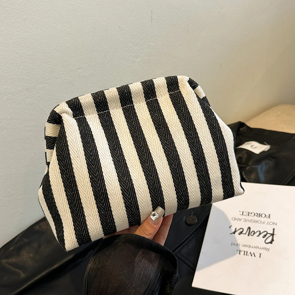 Women’s Colorblock Summer Beach Clutch – Cute Striped Dumpling Hobo Pouch Bag for Travel, Parties & Prom Nights