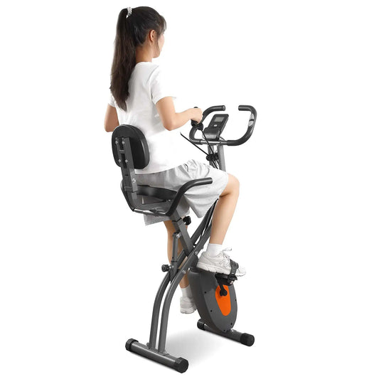 Folding Exercise Bike with LCD Monitor & Arm Bands for Home Workout