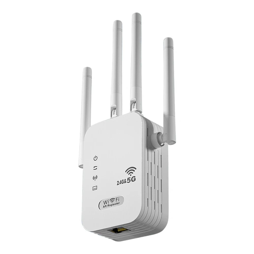 1200Mbps WiFi Extender – Dual-Band (2.4GHz/5GHz) Signal Booster with WAN/LAN Port & Amplifier for Home & Small Office