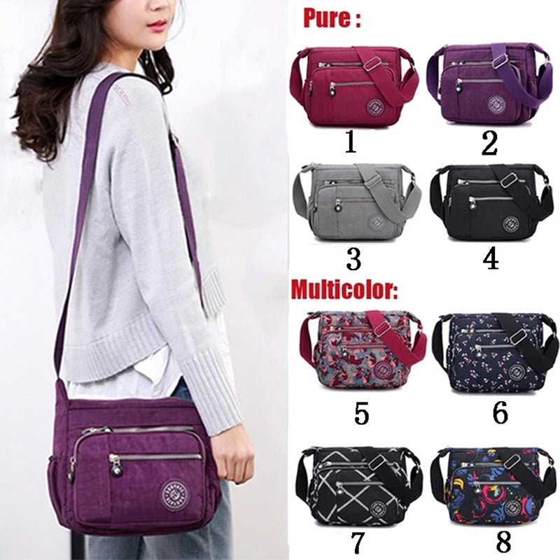Women’s Large-Capacity Nylon Crossbody & Shoulder Bag – Multi-Pocket Everyday Tote for Mature Style