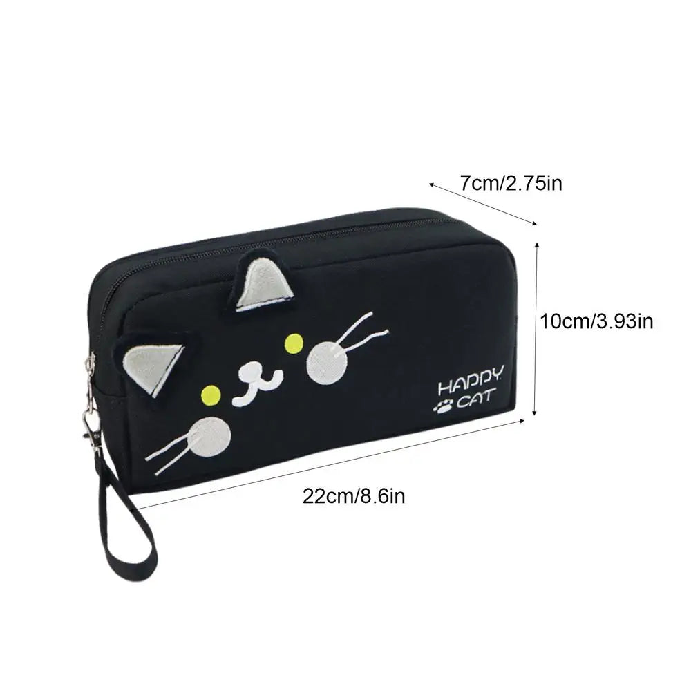 Cat Pattern Pencil Holder Case – Large Capacity Pen Pouch for School Stationery, Makeup & Cosmetic Organization