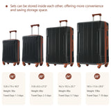 6-Piece Expandable Hardshell Luggage Set – Lightweight Spinner Suitcases with TSA Lock & Smooth Wheels for Men and Women (Black & Brown)