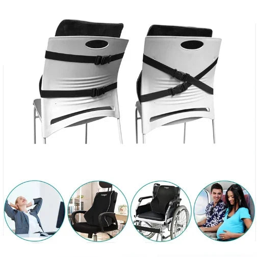 Memory Foam Lumbar Support Pillow – Ergonomic Back Cushion for Office, Home & Car, Relieves Back Pain and Improves Posture