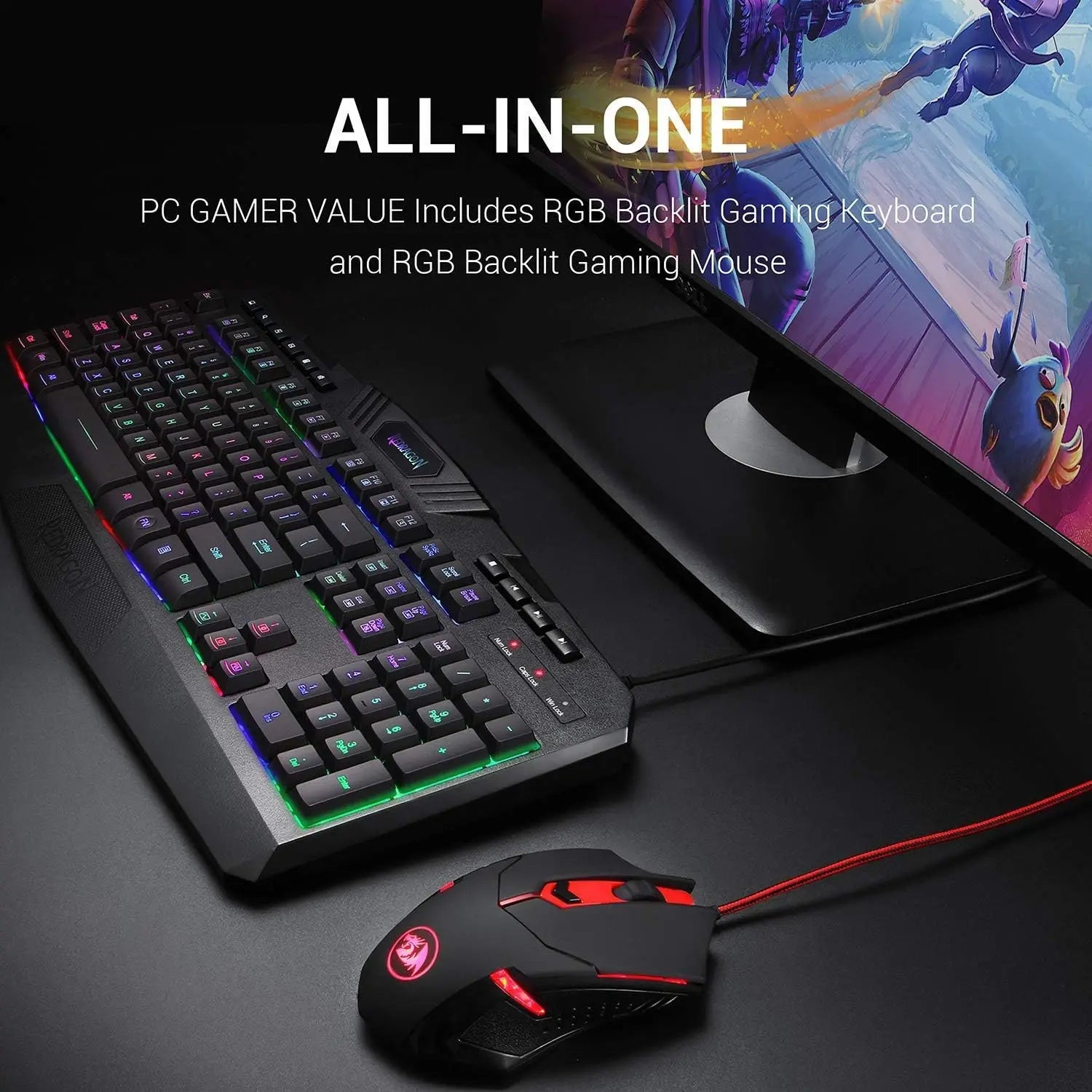Redragon S101 Gaming Keyboard & M601 Mouse Combo – RGB Backlit Keyboard with Programmable Backlit Gaming Mouse (Value Set)
