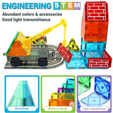 Magnetic Road Set with Car Toys – Creative Magnet Building Blocks Construction Kit for Toddlers, Educational STEM Gift for Boys & Girls