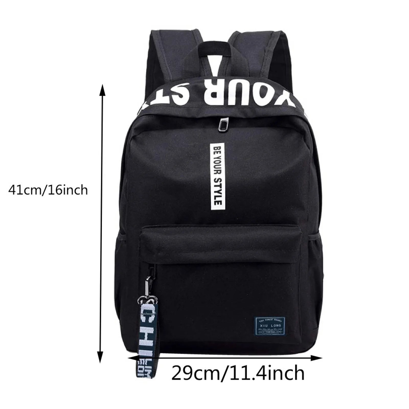 Men’s Black Nylon School Backpack – Anti-Theft Waterproof Large Capacity Rucksack