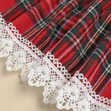 Red Plaid Lace & Ruffle Long-Sleeve Tutu Party Dress for Baby Girls – Christmas Outfit