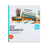 Metal Mesh Desk Organizer Set (4-Piece) – Complete Desktop Storage Suite