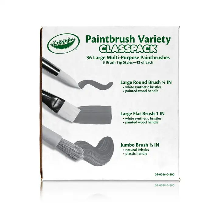 Crayola Paintbrush Variety Classpack – 36 Bulk Paint Brushes for Classroom Art, School Projects & Creative Activities