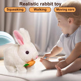 2Pcs Electric Bunny Toy Set – Cute Interactive Rabbit Plushies with Carrot, Walking Wiggle Ears Simulation Toys for Kids Gifts