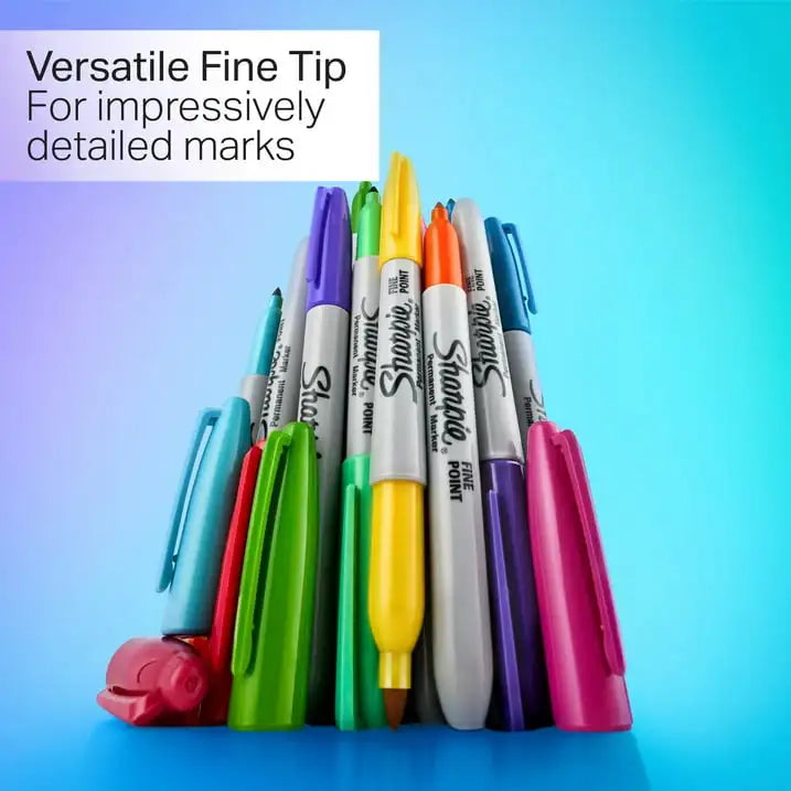 Sharpie Glam Pop Permanent Markers – Fine Point, 12 Vibrant Colors for Art, School, Office & Creative Projects