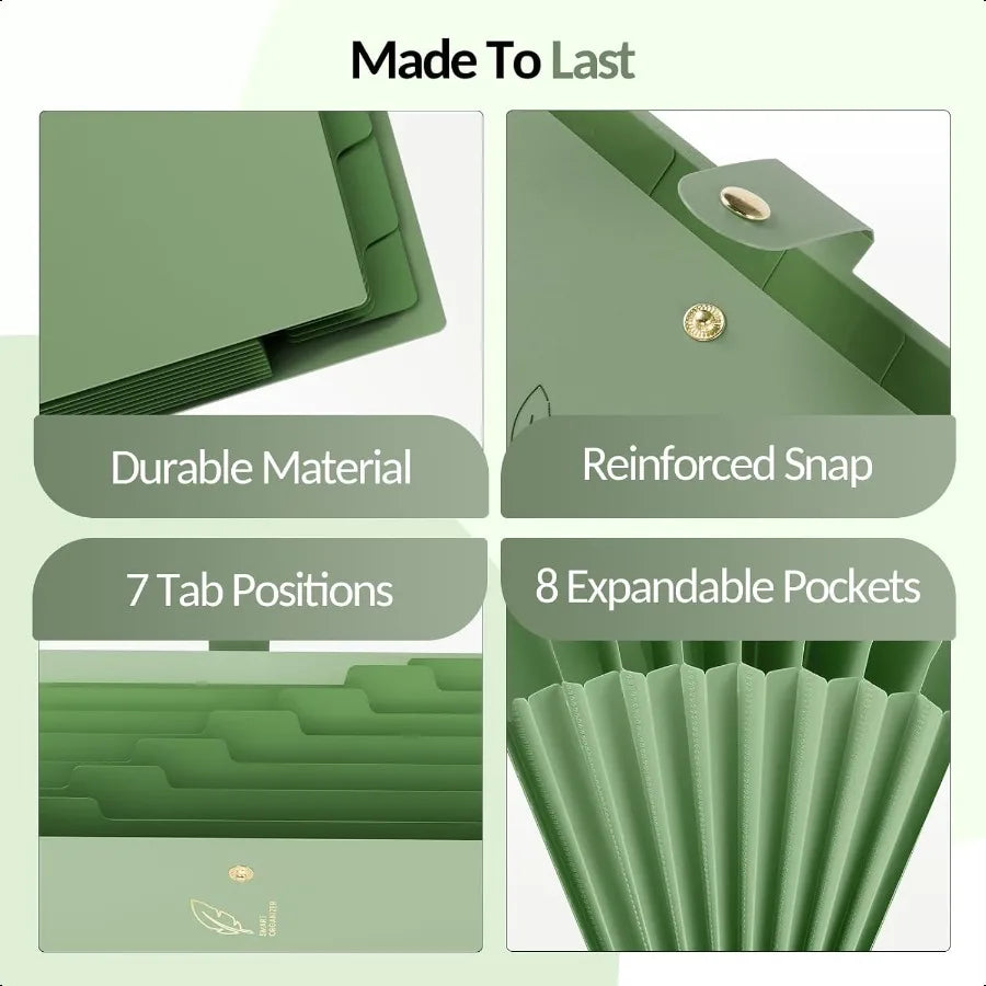 Aesthetic 8-Pocket Accordion File Organizer – Pastel Expanding Folder with Labels for Important Documents 🌸