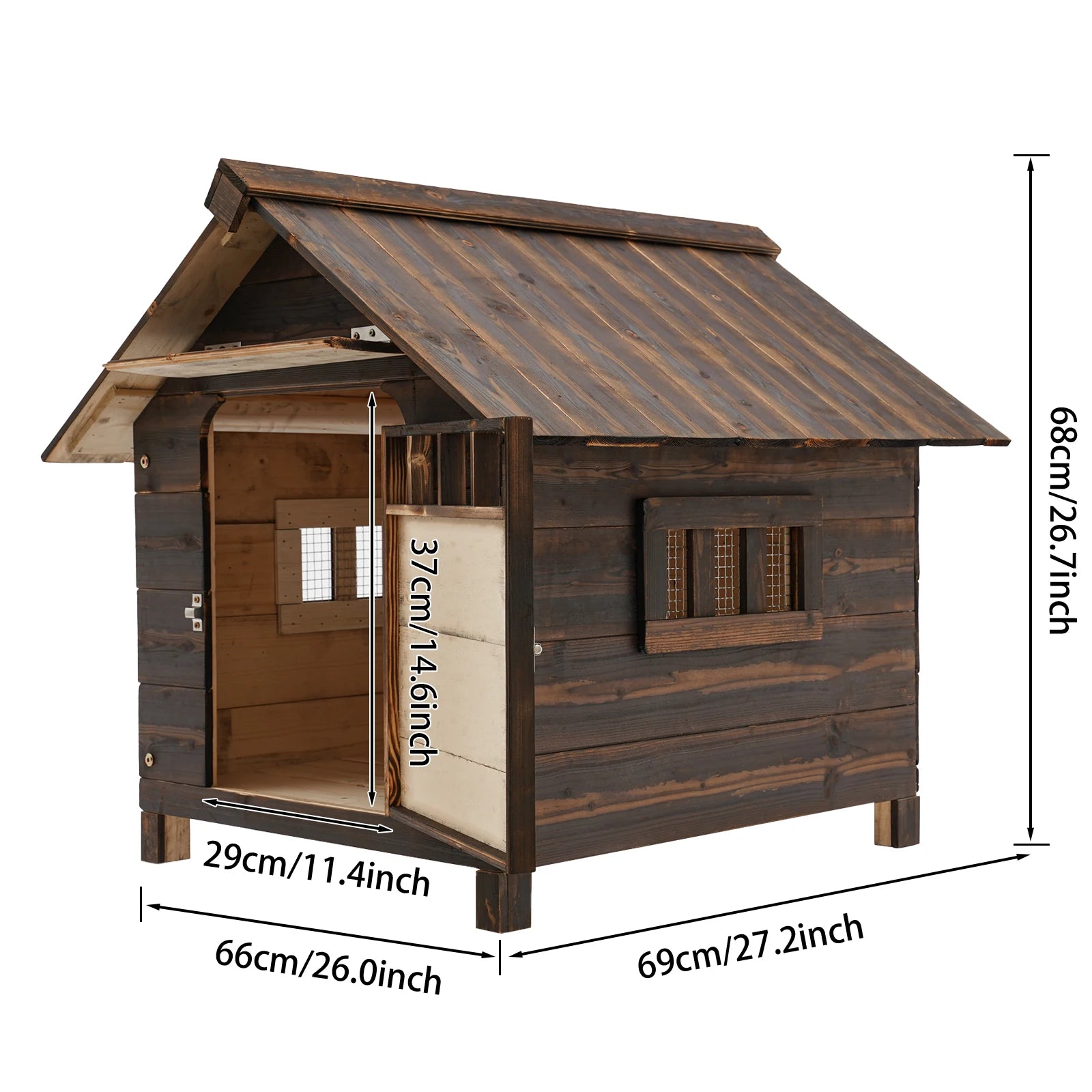 Dog House with Window & Door – Easy-to-Install Water-Resistant Pet Shelter for Indoor & Outdoor Use