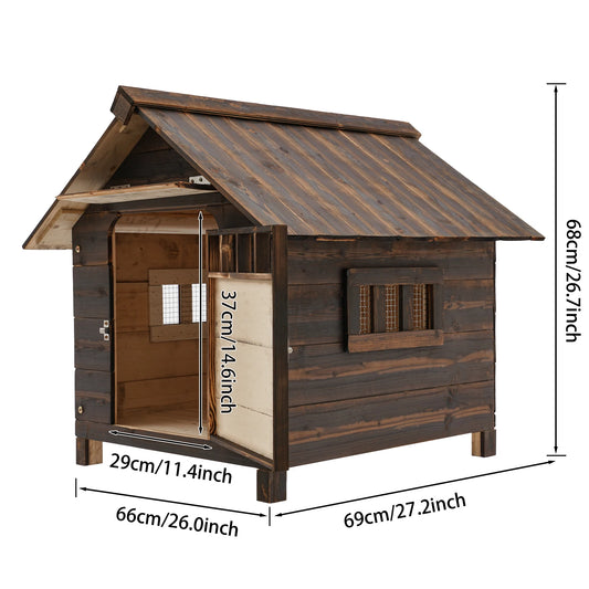 Dog House with Window & Door – Easy-to-Install Water-Resistant Pet Shelter for Indoor & Outdoor Use