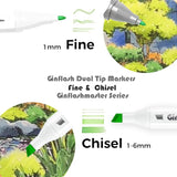 Ginflash Dual Tip Art Markers – Fine & Chisel Brush Alcohol-Based Markers for Manga, Sketch & Illustration