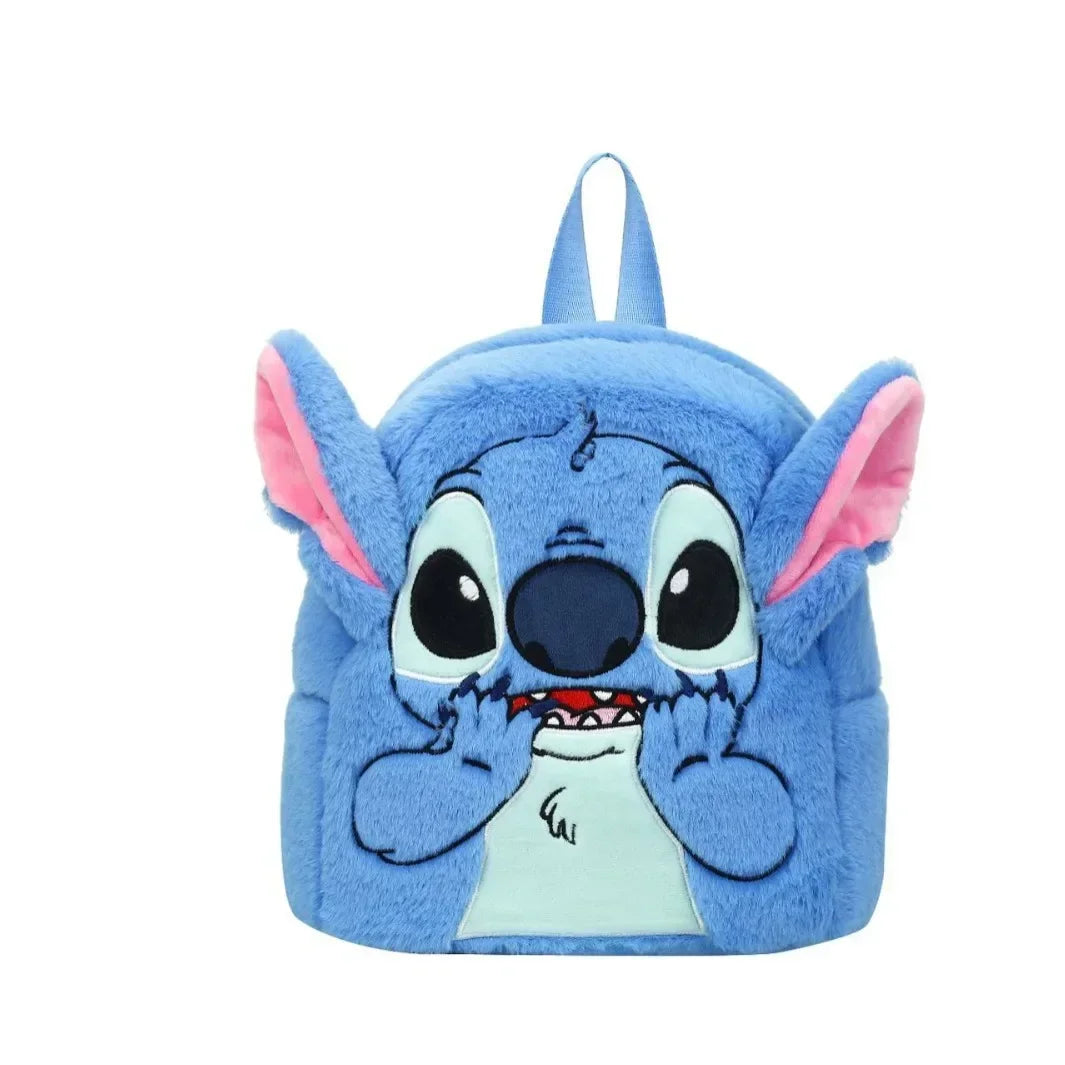 Japanese INS Plush Stitch Backpack – Cute Cartoon Large-Capacity School Bag | Soft Kindergarten Backpack for Kids