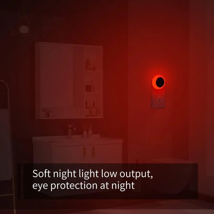 6-Pack Red LED Plug-in Night Lights – Auto Dusk-to-Dawn Sensor Lights for Bedroom, Bathroom, Baby Room, Hallway & Stairs