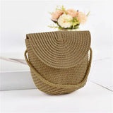 Half-Moon Woven Straw Crossbody Bag – Summer Beach Rattan Tote for Women