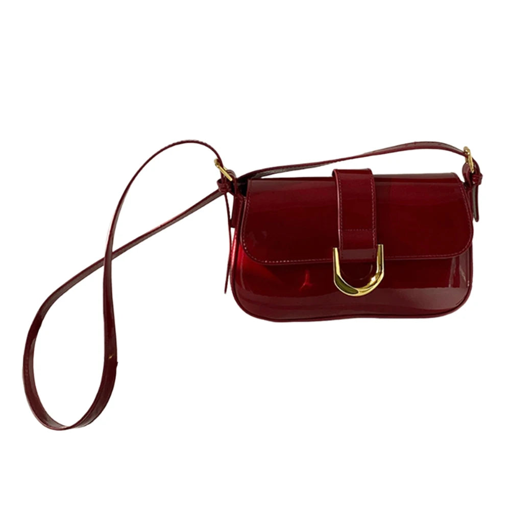 Women’s Patent Leather Flap Satchel – Versatile Vintage Shoulder, Tote & Crossbody Bag 👜✨
