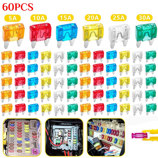 100-Piece Mini Blade Fuse Assortment Kit – Car & Truck Safety Set (5A / 10A / 15A / 20A / 25A / 30A)