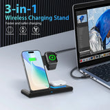 Magnetic 3-in-1 Wireless Charging Station – Foldable 18W Fast Charging Pad for iPhone 12–16, Apple Watch & AirPods