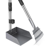 Dog Pooper Scooper Tray & Rake Set – Pet Waste Removal System with Long Adjustable Stainless Steel Handles for Easy Cleanup