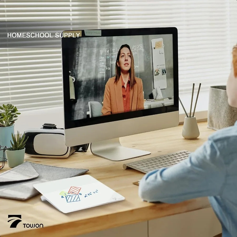 Small Glass Dry Erase Board – Mini Desktop Whiteboard with Easel Stand for Office & Home Workspace