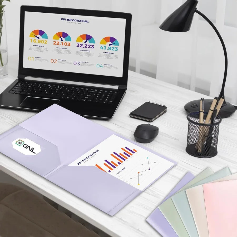Heavy-Duty Plastic Folders – 5-Pack Muted Pastel 2-Pocket File Folders, Letter Size (8.5" x 11") 🌸