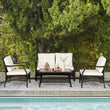 “4-Piece Rattan Patio Conversation Set – Wicker Sofa, Chairs, Coffee Table with Waterproof Cover for Outdoor Living”