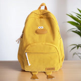Corduroy Cartoon Duck Backpack for Kids – Large Capacity Cute School & Laptop Bag with Adjustable Straps