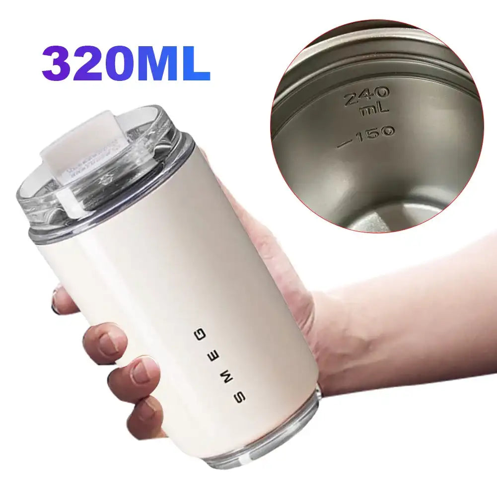 “320ml Vacuum Insulated Water Bottle – Dual-Purpose Stainless Steel Thermal Coffee Thermos for Outdoor Camping & Hiking”