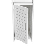 White Wood Bathroom Cabinet 80×15.5×15 cm – Slim Wall or Floor Cupboard with Shelf & Tissue Storage