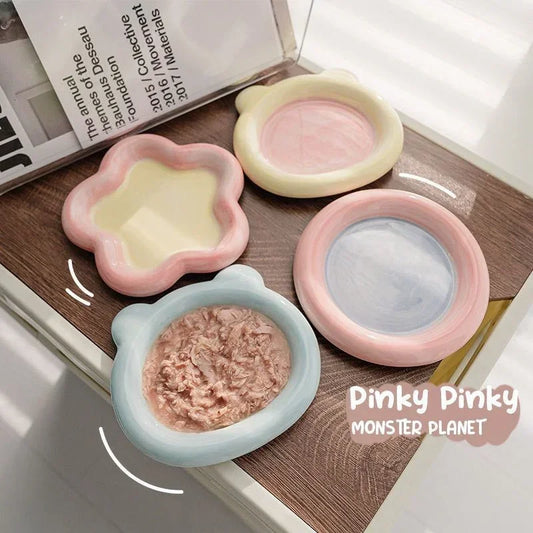 Cute Cartoon Ceramic Cat & Dog Bowl – Durable Food & Water Dish for Pets