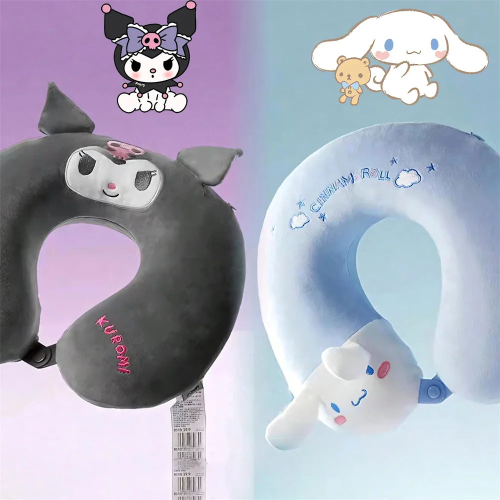 “ Miniso Sanrio U-shaped neck pillow – Kuromi & Cinnamoroll travel cushion for teens & adults, nap & sleep support ”