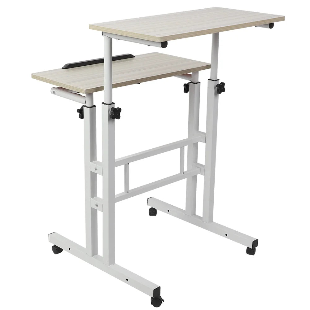 60 cm Adjustable Computer Standing Desk with Casters – Portable Sit-Stand Laptop Workstation