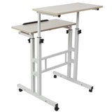 60 cm Adjustable Computer Standing Desk with Casters – Portable Sit-Stand Laptop Workstation