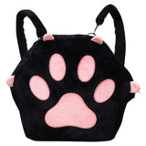 Cute Cat Paw Plush Backpack — Soft Furry Kawaii Cartoon Bag for Women & JK Girls