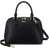 Women’s Classic Double-Zip Top Handle Dome Satchel Bag – Small Crossbody Handbag