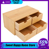 Mini Bamboo Desk Drawer Storage Box – 4-/2-Drawer Tabletop Organizer for Home & Office