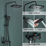 Grey Smart Digital Display Shower Faucet Set – Piano-Style Rainfall Bathroom System