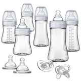 Hybrid Baby Bottle Gift Set – Dual-Layer Design (Glass Inside, Plastic Outside) in Clear Grey