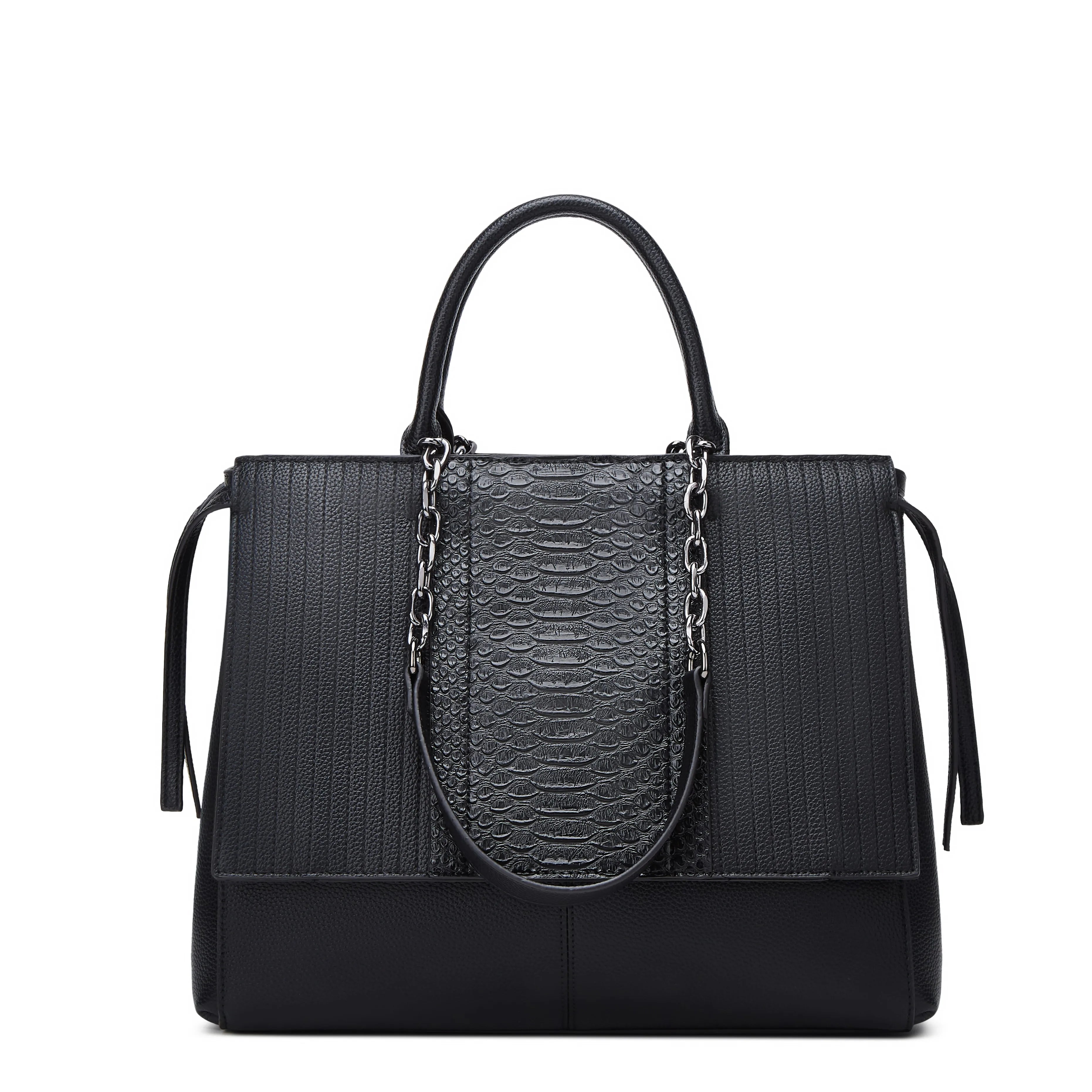 Women’s Crocodile-Pattern Faux Leather Shoulder Bag – Large Capacity Commuter Tote