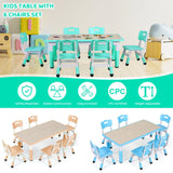 Kids Table & 6-Chair Set – Height Adjustable Multi-Activity Study & Craft Table for Children (Ages 2-10) 🖍️