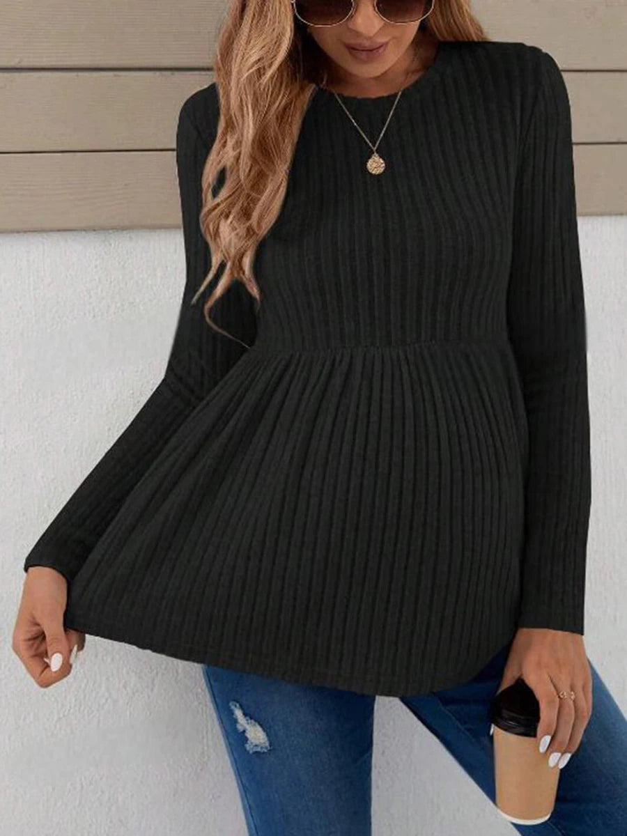 Women’s Maternity Sweater – Long Sleeve V-Neck Striped Knit Pullover, Winter Pregnancy Jumper Top for Stylish Moms
