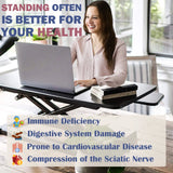 MLG 32-Inch Desk Converter – Height Adjustable Sit-to-Stand Riser with Wide Keyboard Tray for Dual Monitor & Laptop Setup