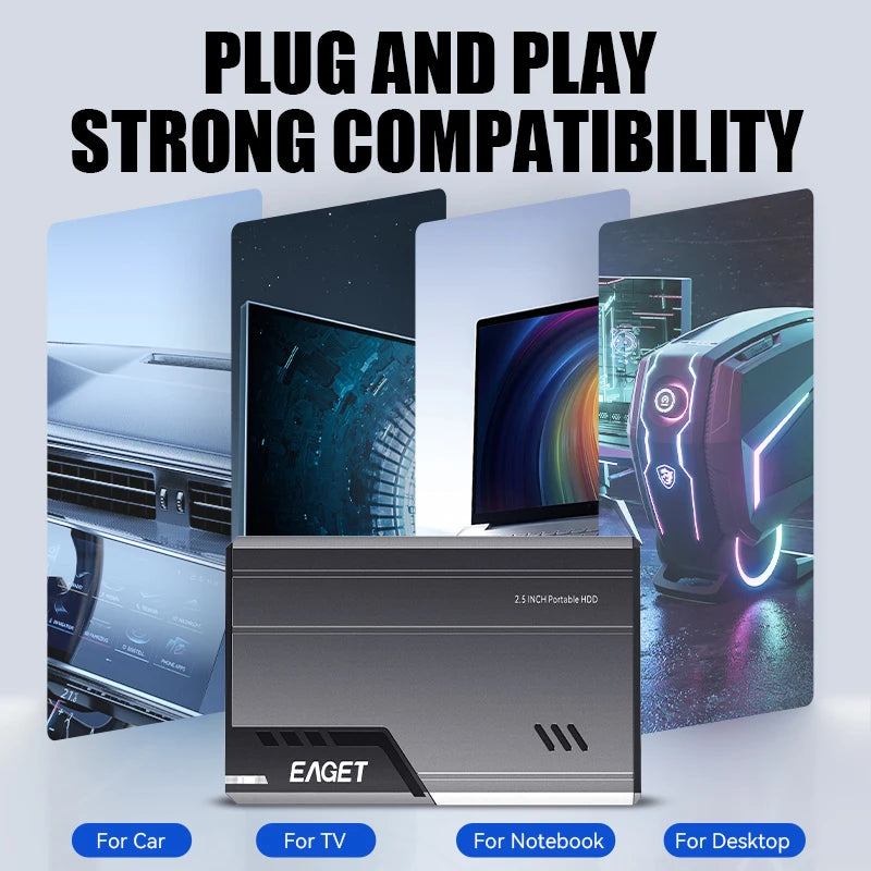 Eaget 2.5″ Portable External Hard Drive – 500GB/1TB USB 3.0 HDD for Desktop, Laptop, Mac, Gaming Consoles & PS5