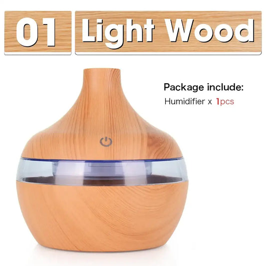 USB Cool Mist Sprayer – 300ml Portable Air Humidifier & Essential Oil Aroma Diffuser with Colorful Night Light for Home & Car